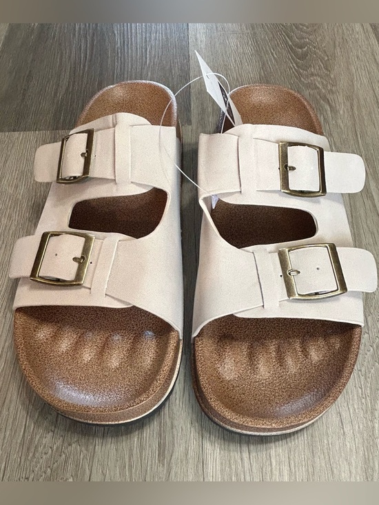 Shoes - ❤️5 FOR $25❤️ Beige Double Buckle Slide Sandals Contoured Footbed Size 8.5 NWT